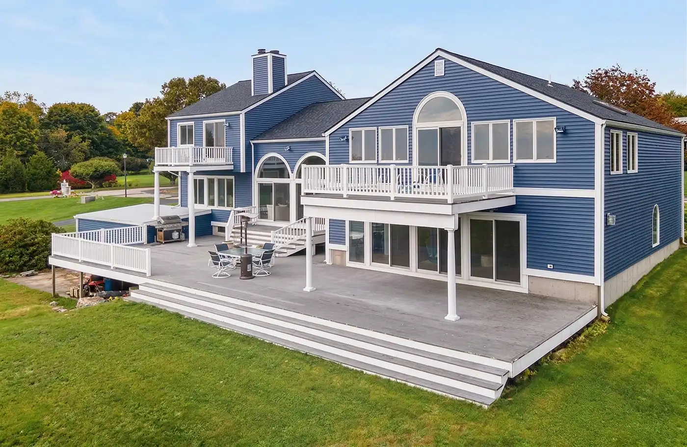 blue house with new siding